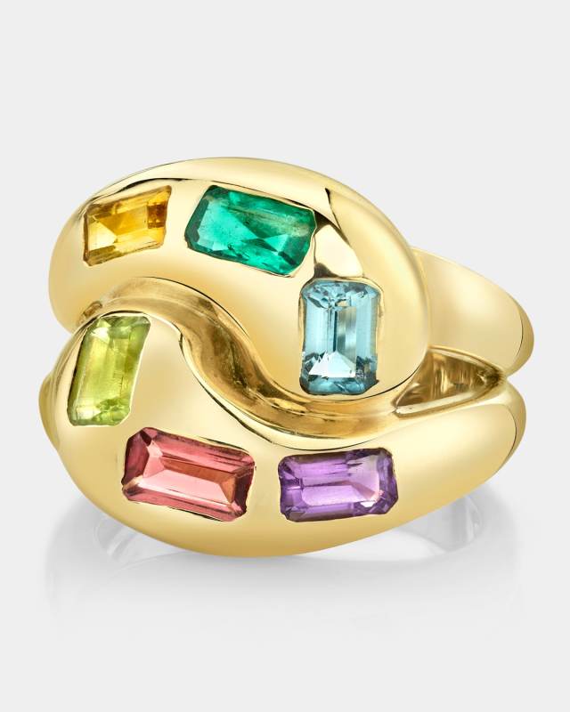 18k Yellow Gold Multi-Gemstone Knot Ring
